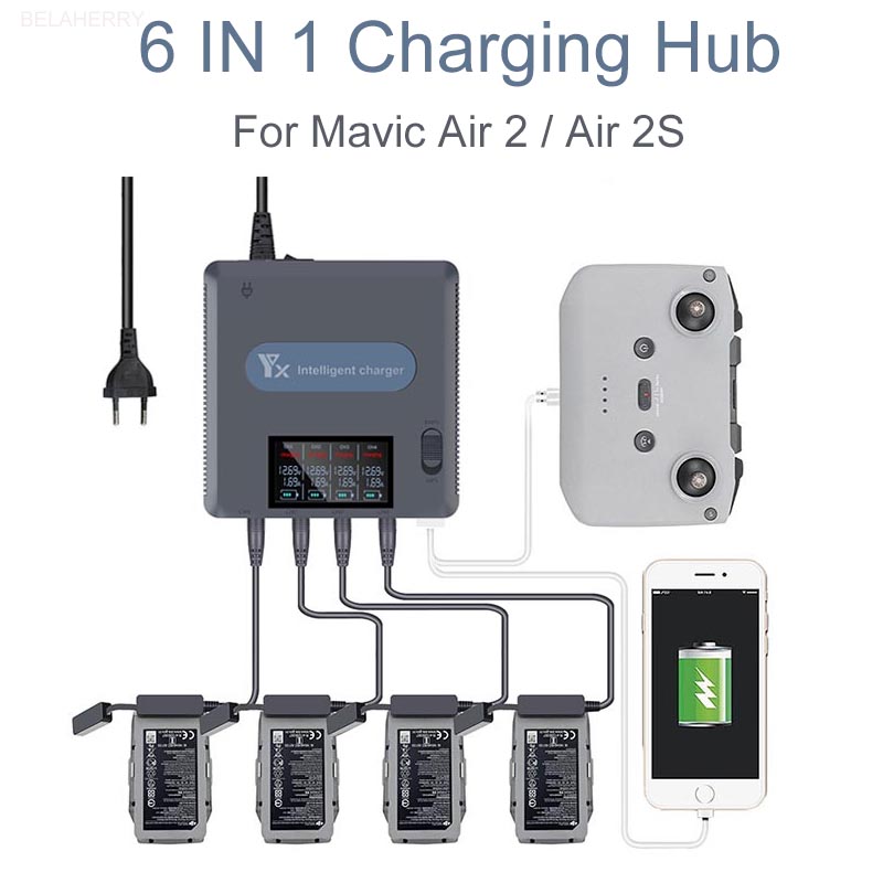 Drone Charging Hub - 6 في 1 شاشة ديجيتال شاحن