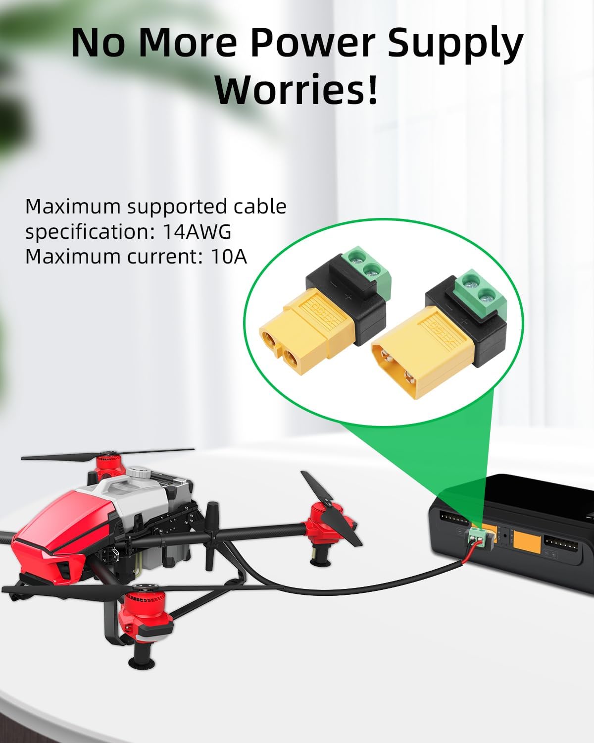 Drone Solar Charger - موصل محول XT60 ثنائي الأطراف بدون