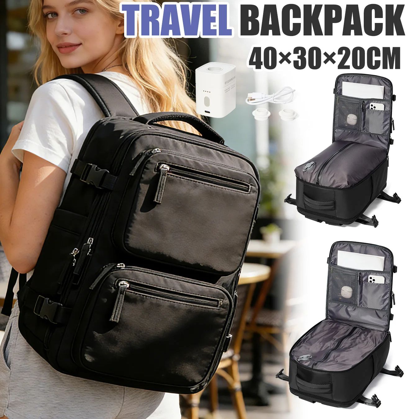 Drone Backpack - حقيبة ظهر نسائية مع مضخة هواء،
