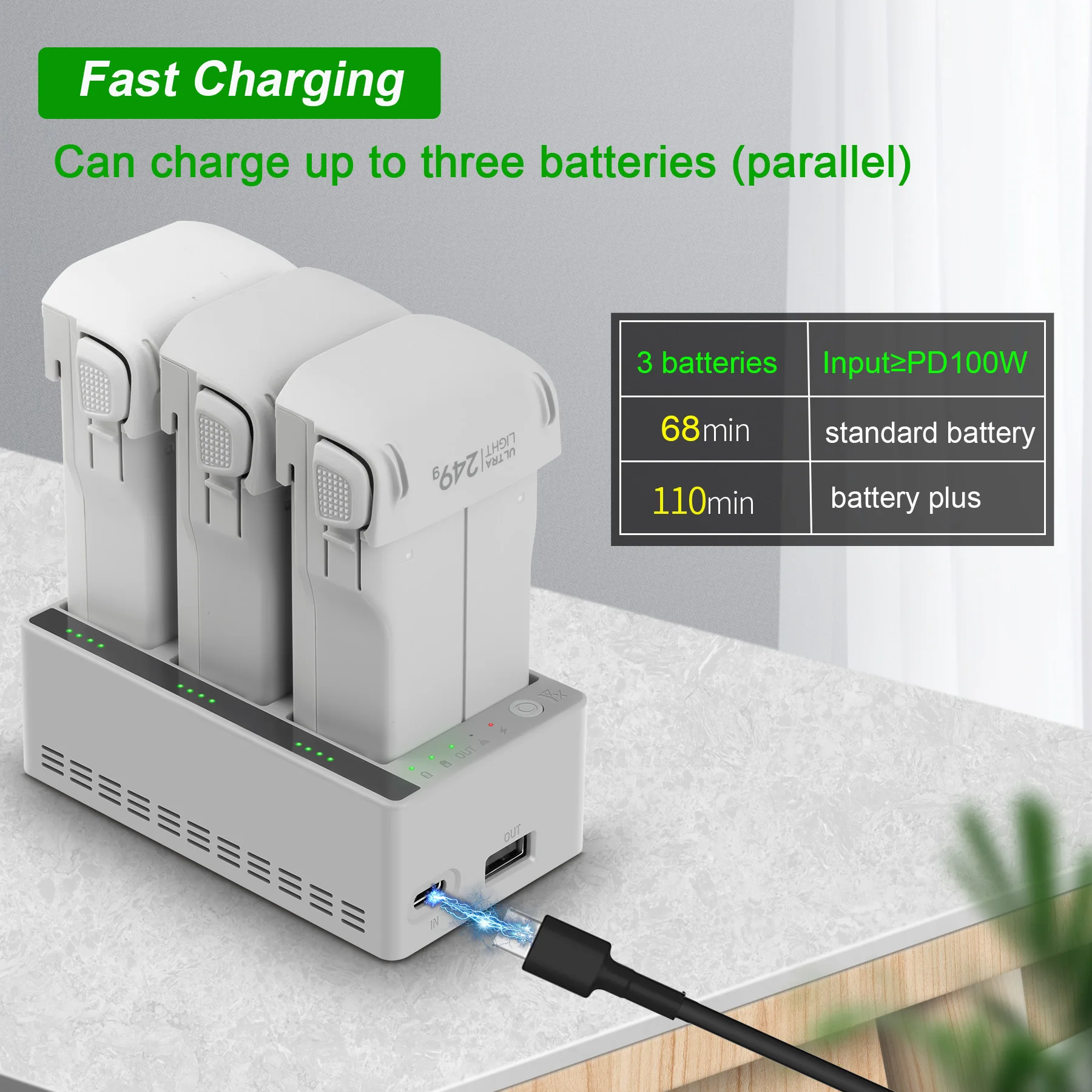 شاحن ذكي رقمي سريع لبطاريتين م - مراجعة Drone Charging Hub وسعره