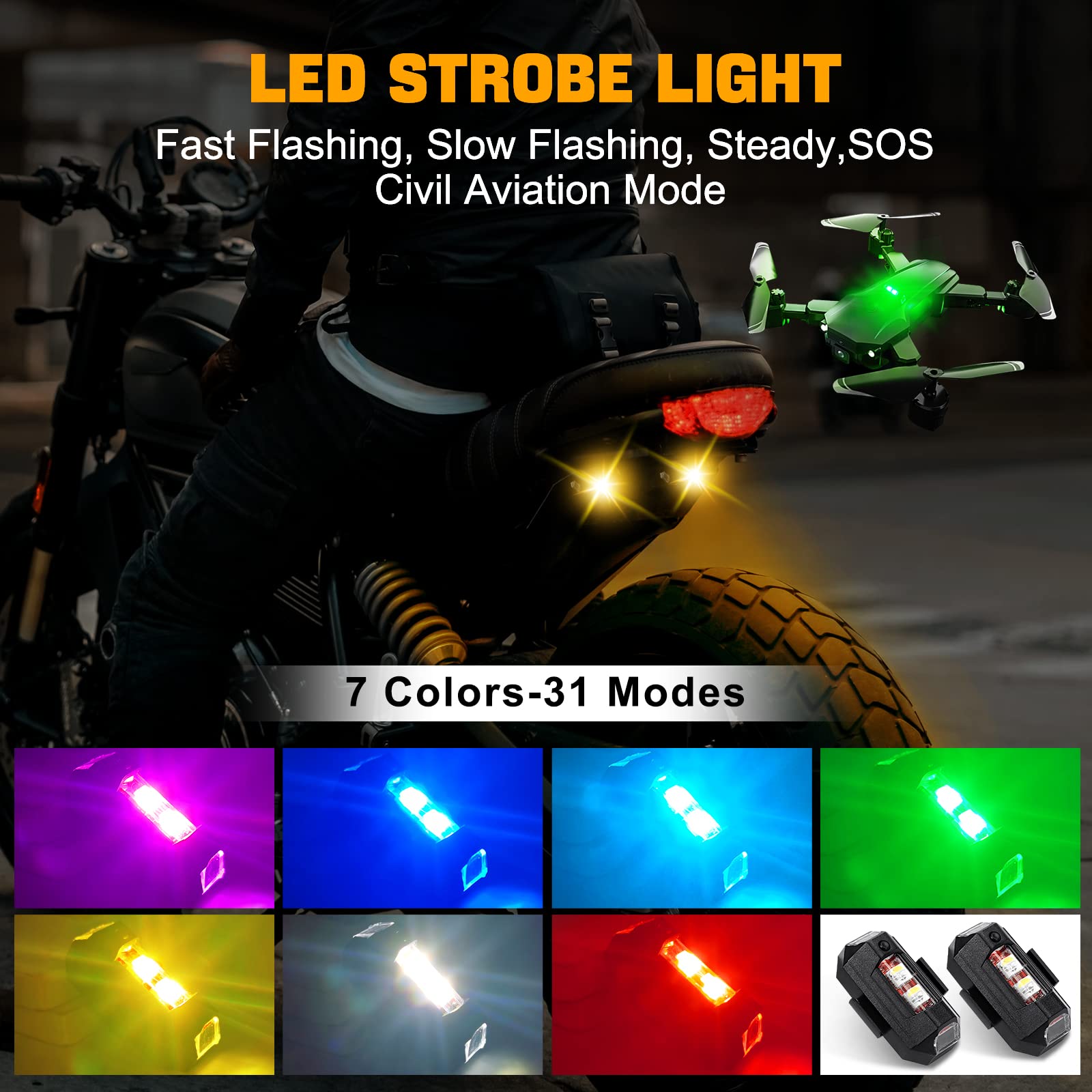 أضواء دراجة نارية الطائرة بدون - مراجعة Drone Strobe Light وسعره